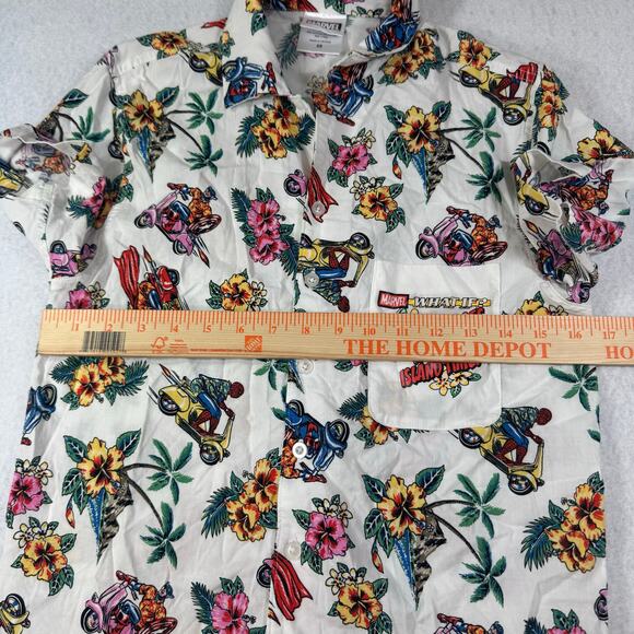 Marvel XS Hawaiian Button Down Heroes Resort Wear Spiderman Captain America - Picture 6 of 12